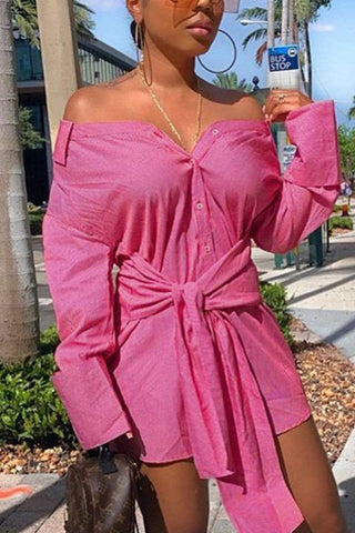 Sexy Fashion Off Shoulder  Shirt Dress
