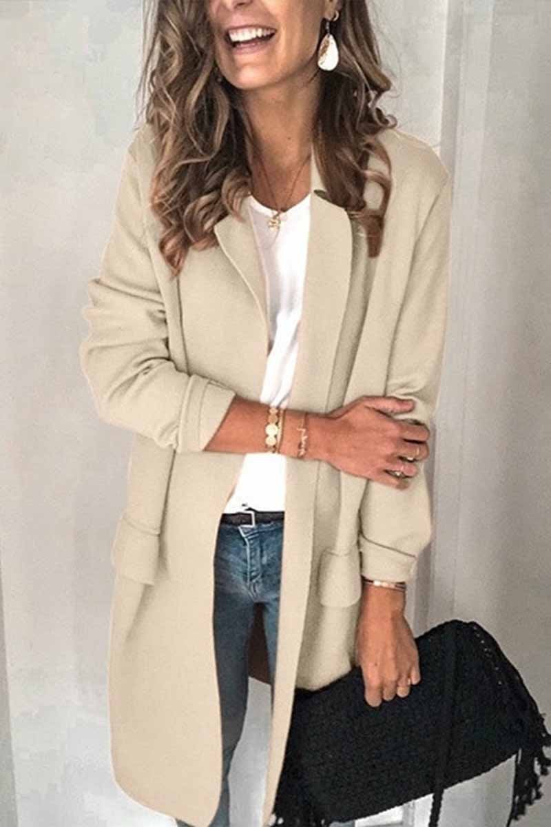 Solid Color Long Sleeve blazer(6 Colors)