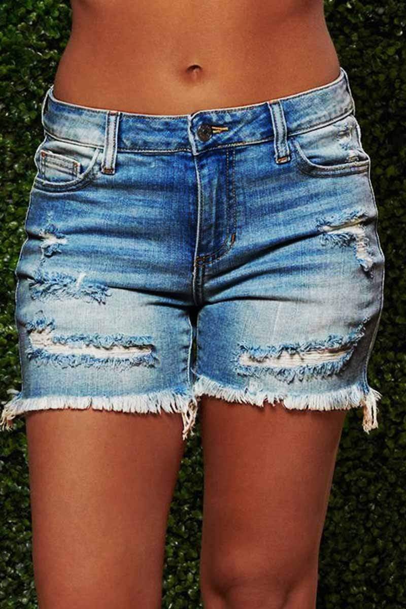 Sexy On-trend Ripped Denim Shorts