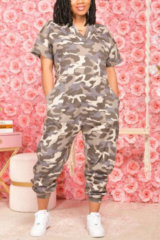 Rodress-freeshipping-camouflage-print-v-neck-pocket-jumpsuit