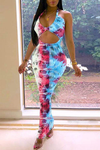 Sexy Printing And Dyeing  Halter  Dress