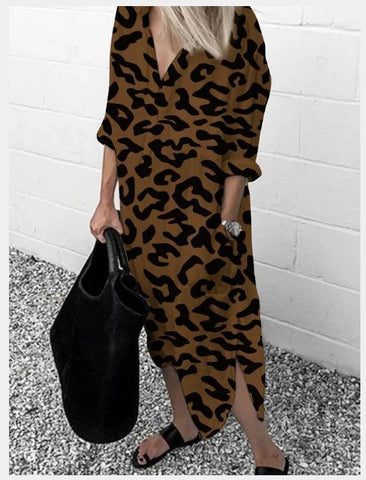 Spring and Autumn Women's New Fast Print Long-sleeved Dress