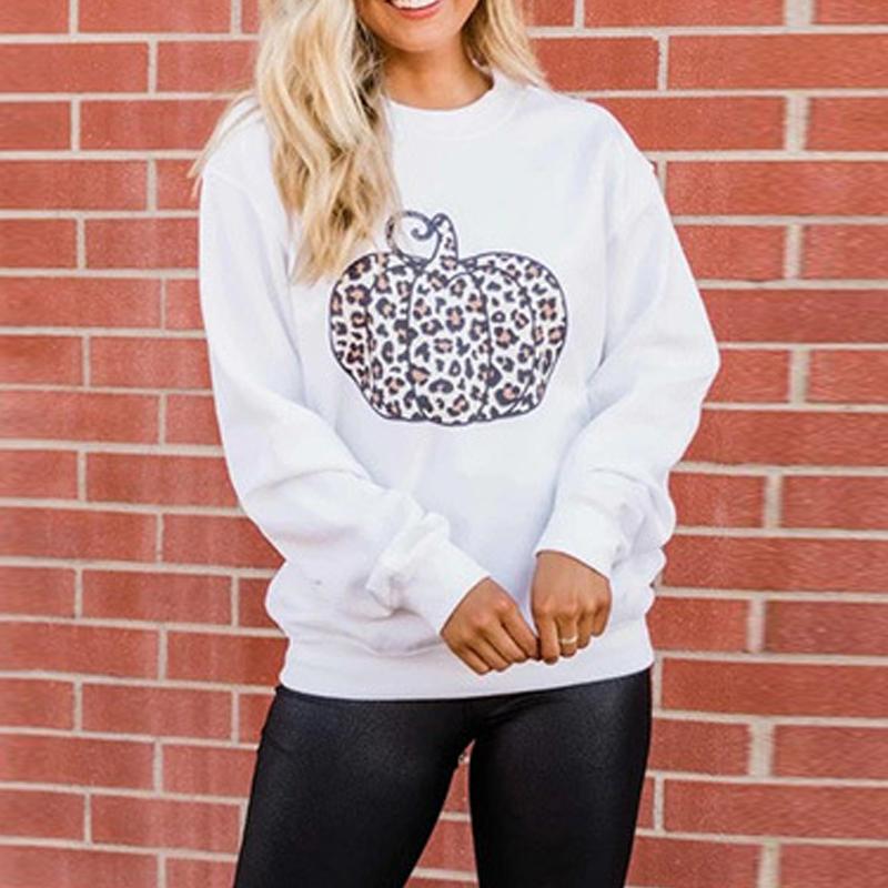 Halloween Pumpkin Leopard Print Sweatshirt