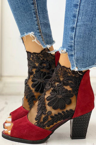 Lace Mesh High-Heeled Sandals Shoes