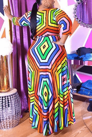 Fashion Multicolor Printed Dress