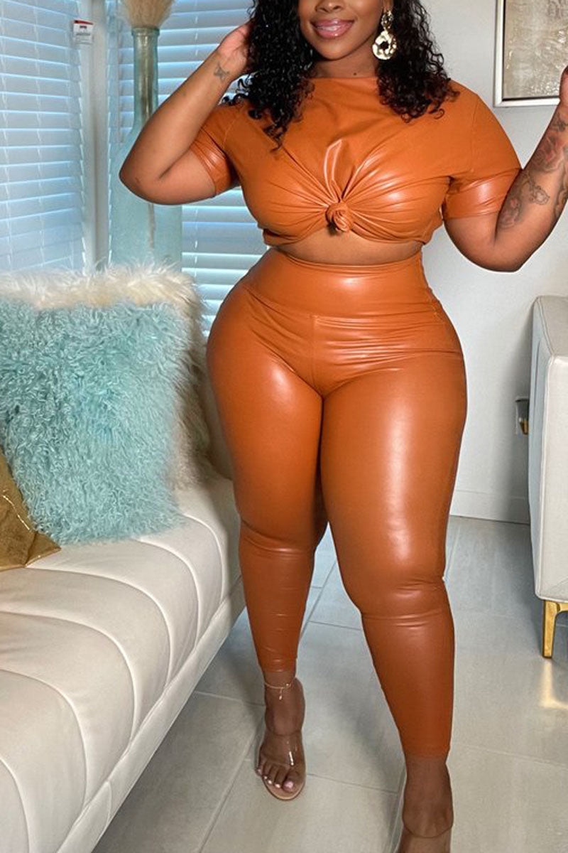 Free-shipping-online-clothing-pre-sale-plus-size-pu-leather-long-sleeve-solid-leggings-pants-two-pieces-set