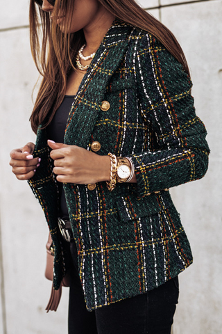 Double Breasted Plaid Blazer