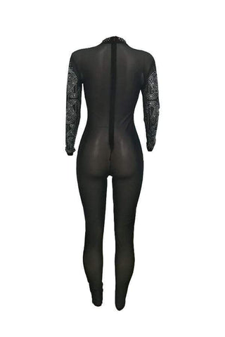Sexy See-Through Hot Drilling Decorative Jumpsuits