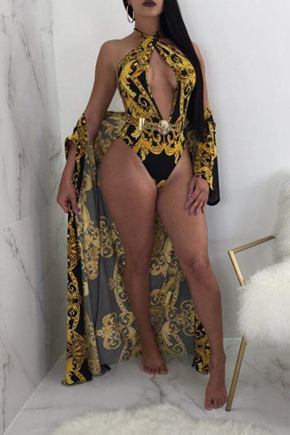 Sexy Printing One-piece Swimwears(With Cover-ups)
