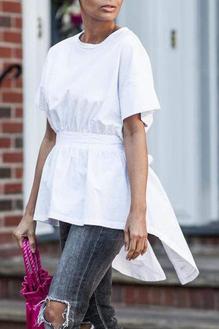 Cardigan Cotton O Neck Short Sleeve Solid Blouses&Shirts