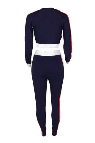 Round Neck Patchwork Pants Set