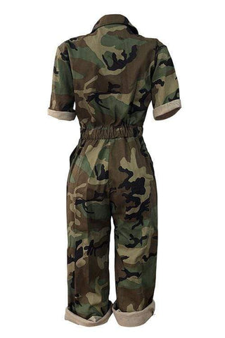 Euramerican Camouflage Printed One-piece Jumpsuit