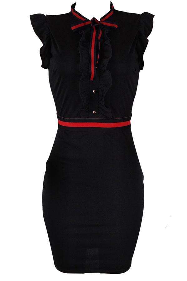 Fashion Ruffle Design Sheath Knee Length Dress