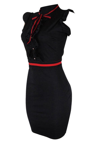 Fashion Ruffle Design Sheath Knee Length Dress
