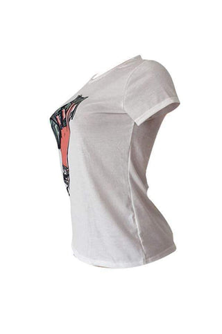 Casual Round Neck Cartoon Printed  T-shirt