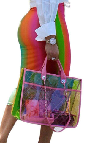 Sexy Rainbow Printed Mid Calf Skirts
