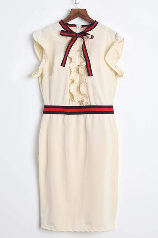 Fashion Ruffle Design Sheath Knee Length Dress