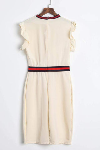 Fashion Ruffle Design Sheath Knee Length Dress