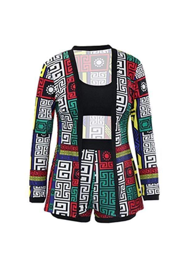 Fashion Printing Shorts Set(With Coat)