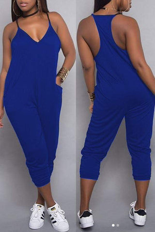 Euramerican Dew Shoulder Pocket Design Jumpsuits