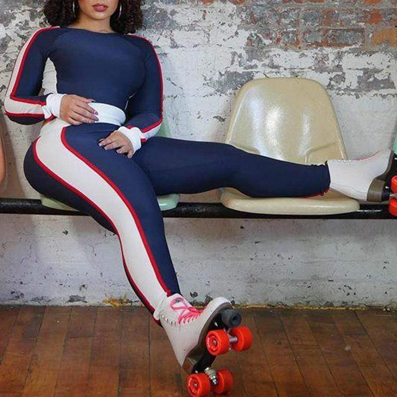 Round Neck Patchwork Pants Set