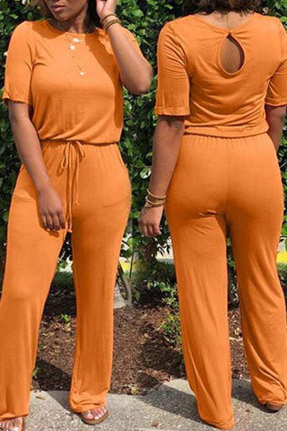 Euramerican Lace-up One-piece Jumpsuits