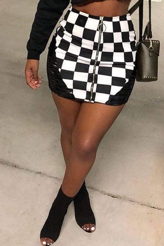 Fashion Plaids Sheath Black Mini Skirts