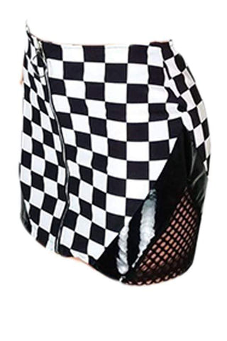 Fashion Plaids Sheath Black Mini Skirts