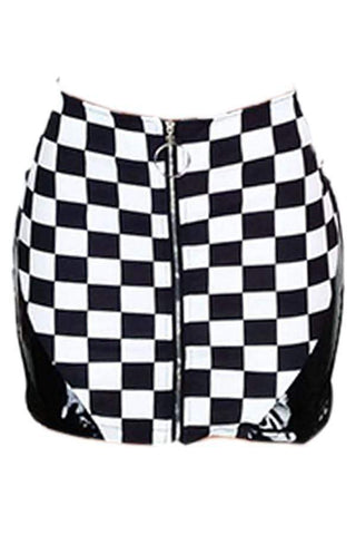 Fashion Plaids Sheath Black Mini Skirts