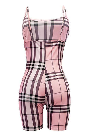 Casual Grids Printed Skinny One-piece Rompers
