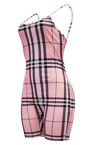 Casual Grids Printed Skinny One-piece Rompers