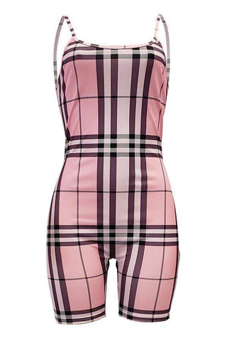 Casual Grids Printed Skinny One-piece Rompers