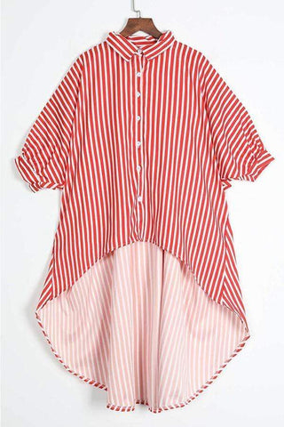 Casual Striped Asymmetrical Blouses