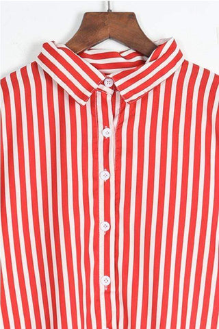 Casual Striped Asymmetrical Blouses