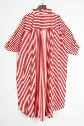 Casual Striped Asymmetrical Blouses