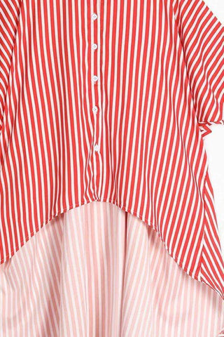 Casual Striped Asymmetrical Blouses
