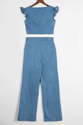 Denim Two-piece Pants Set