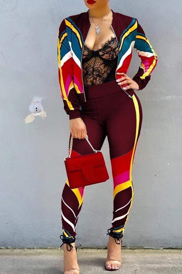 Sportswear Patchwork Pants Set