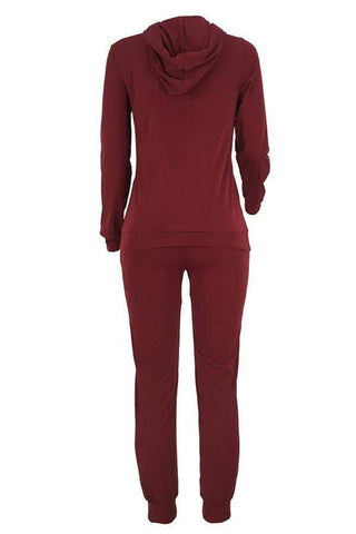 Casual Hooded Collar Broken Holes Pants Set