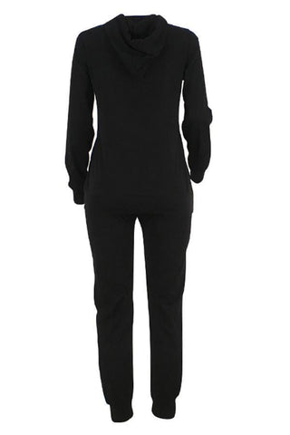 Casual Hooded Collar Broken Holes Pants Set