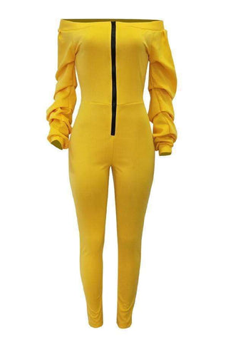 Sexy Dew Shoulder Skinny Cotton Jumpsuit