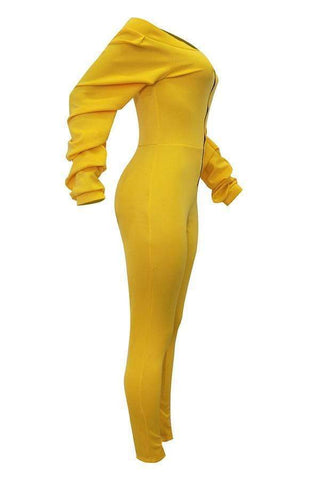 Sexy Dew Shoulder Skinny Cotton Jumpsuit