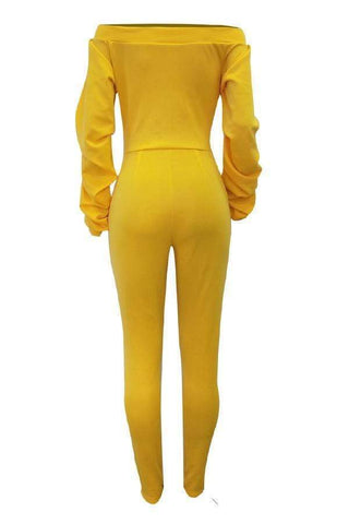 Sexy Dew Shoulder Skinny Cotton Jumpsuit