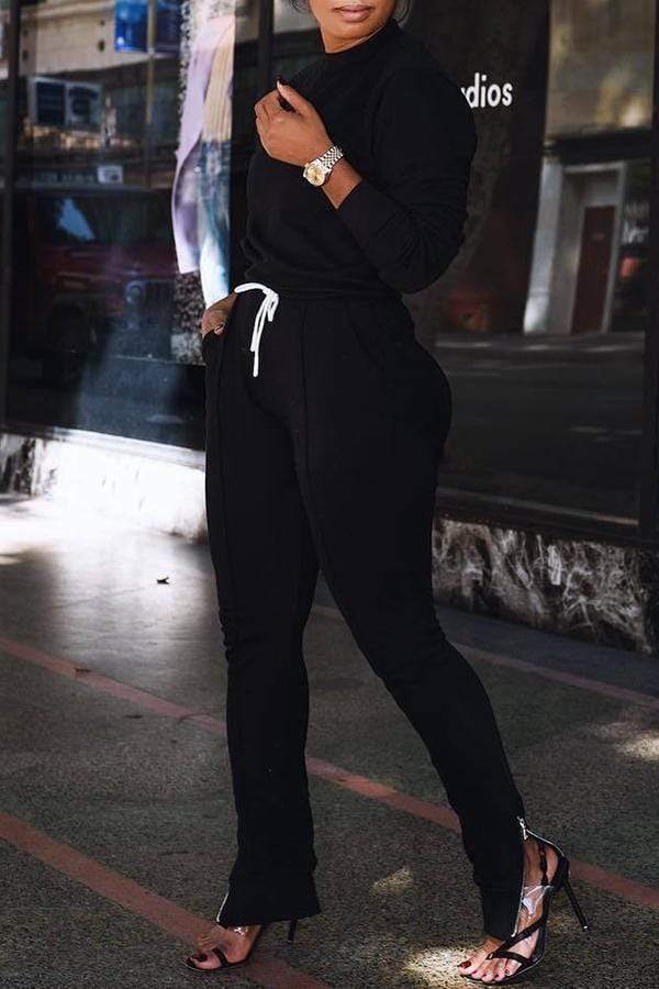 Euramerican Zipper Design Pants Set