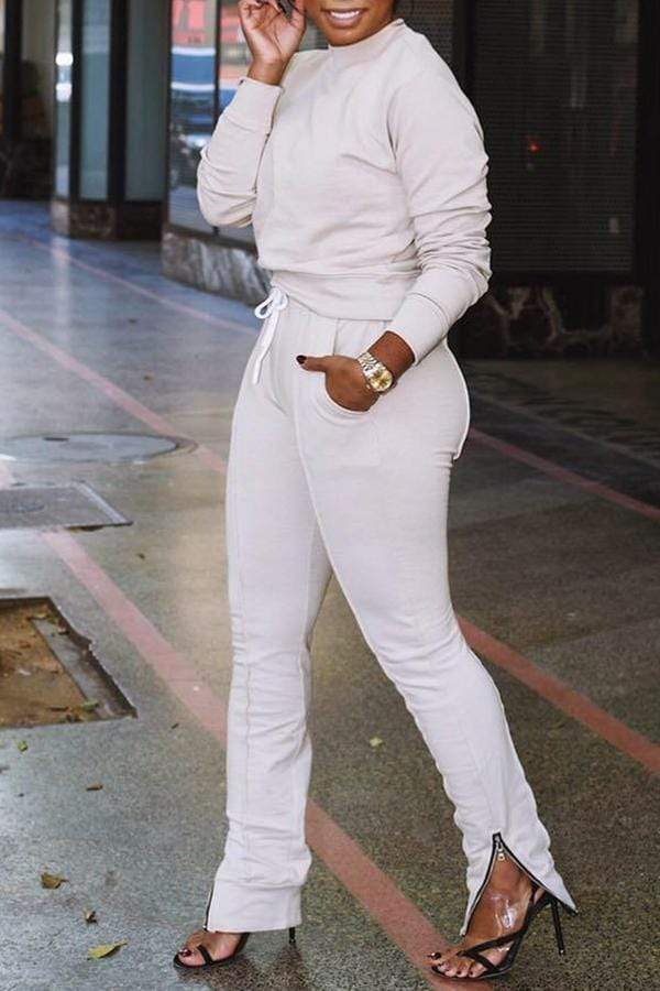 Euramerican Zipper Design Pants Set