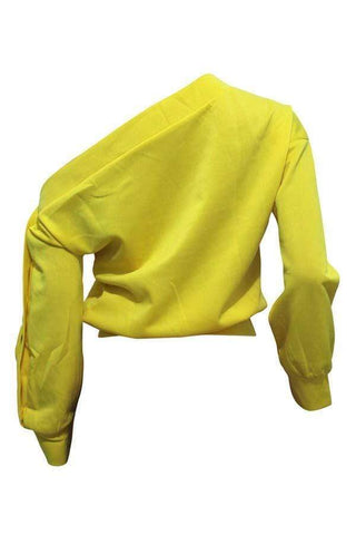Trendy oblique shoulder Button sweatshirt