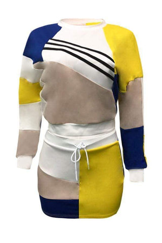 Fashion Patchwork Skirt Set
