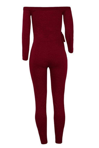 Trendy Dew Shoulder Skinny One-piece Jumpsuit