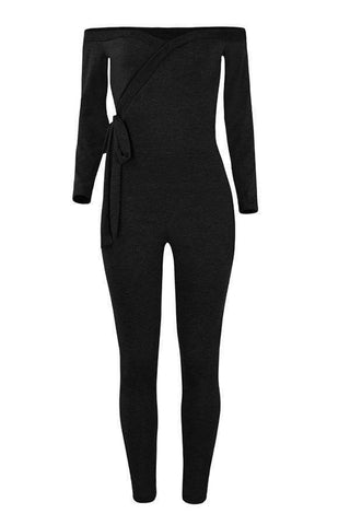 Trendy Dew Shoulder Skinny One-piece Jumpsuit