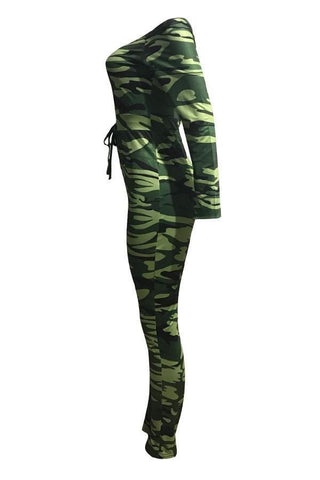 Casual Camouflage Printed Jumpsuit